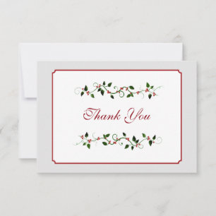 December Holiday Wedding Thank You Flat Card
