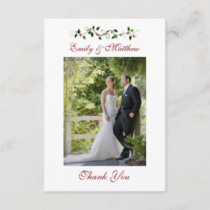 December Holiday Wedding Thank You Flat Photo Card