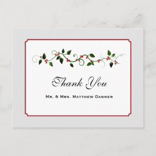 December Holiday Wedding Thank You Postcard