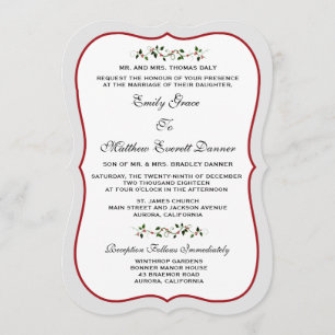 December Holiday Wedding Traditional Invitation