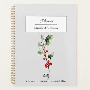 DECEMBER HOLLY BIRTH FLOWER PERSONALIZED PLANNER