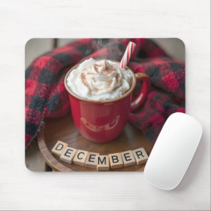 December Hot Chocolate With Plaid Blanket Mouse Mat