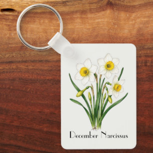 December Narcissus Flowers Key Ring