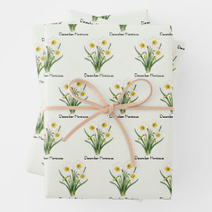 December Narcissus Flowers Wrapping Paper Sheet