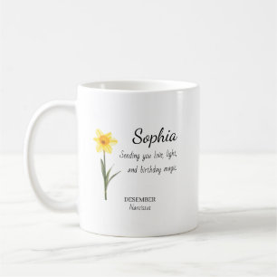 December Narcissus Personalised Birthday Coffee Mug