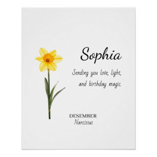December Narcissus Personalised Birthday Poster