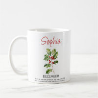 December Personalised Birth Flower Coffee Mug