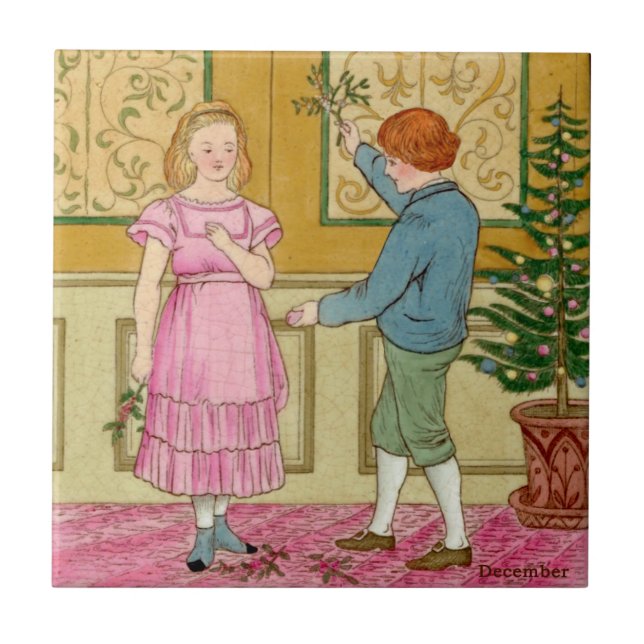 December Polychrome Wedgwood Antique Repro Tile (Front)