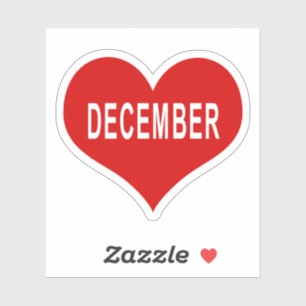 DECEMBER Red Love Heart Vinyl Sticker
