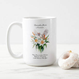 December’s Narcissus Flower with Floral Bird Coffee Mug