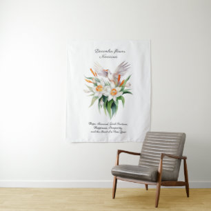 December’s Narcissus Flower with Floral Bird Tapestry