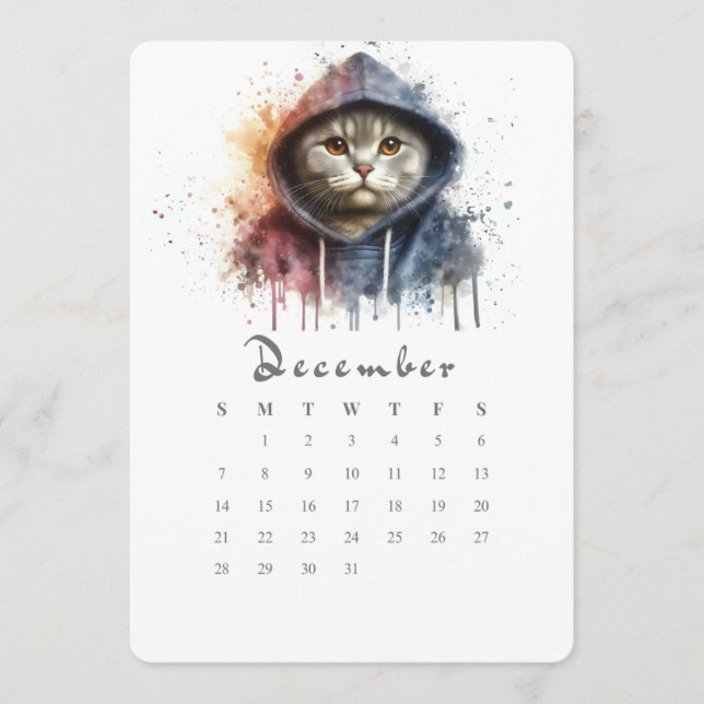 December Stand-Alone Calendar Kitty Cat Splash Art Menu (Front)