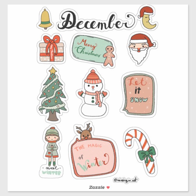 December Sticker Sheet - Snowman & Christmas Joy (Sheet)