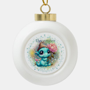 December Turquoise DragonSnowflake Framed Ornament