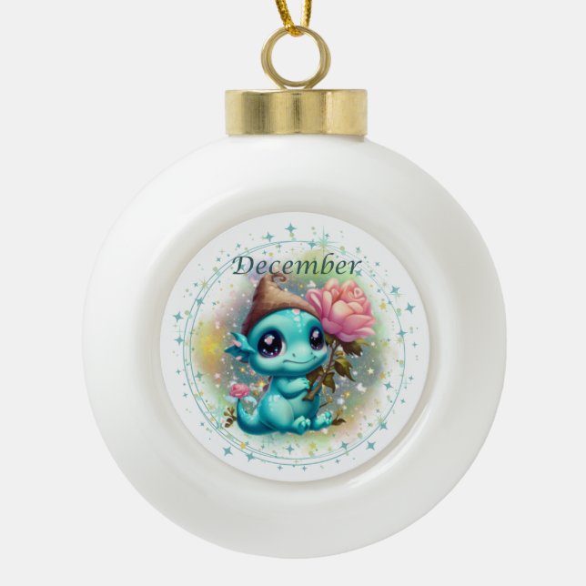 December Turquoise DragonSnowflake Framed Ornament (Front)