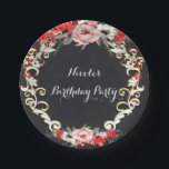 December Winter Wedding Holly Berry Floral Elegant Paper Plate<br><div class="desc">custom plates.</div>