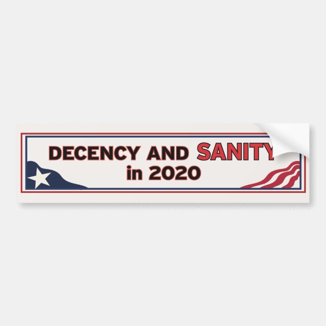 Decency and Sanity 2020 Bumper Sticker (Front)