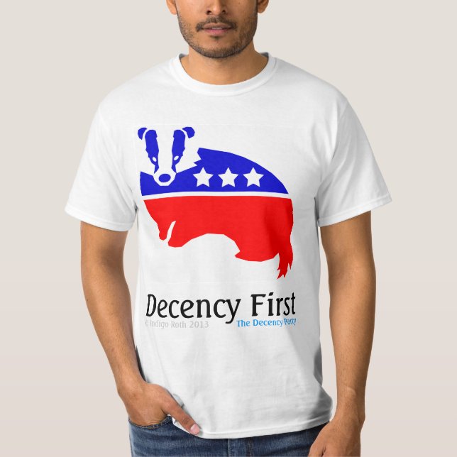 DECENCY FIRST - official Decency Party (TM) tee (Front)