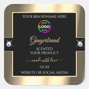 Decent Black Shiny Golden with Logo Product Label