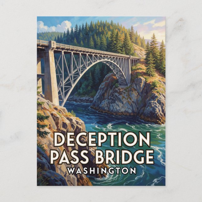 Deception Pass Bridge — Washington Postcard (Front)