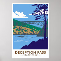 Deception Pass State Park Bridge Washington Retro