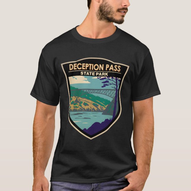 Deception Pass State Park Bridge Washington T-Shirt (Front)