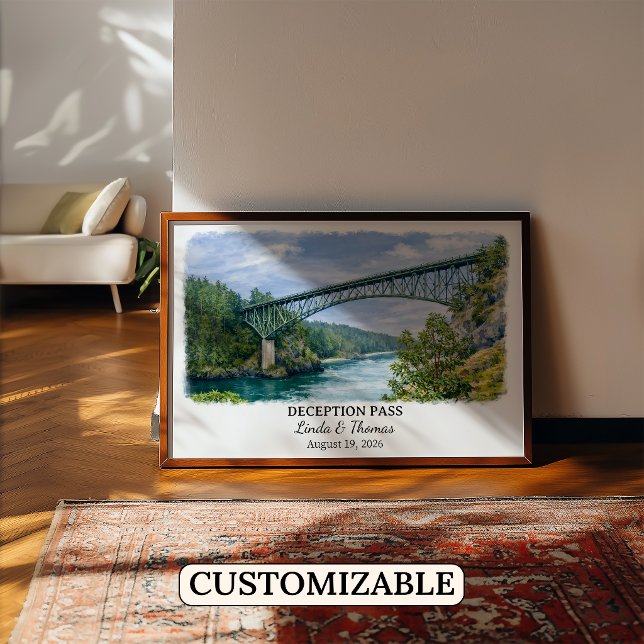Deception Pass Washington Poster, Watercolor, Cust Poster (Creator Uploaded)