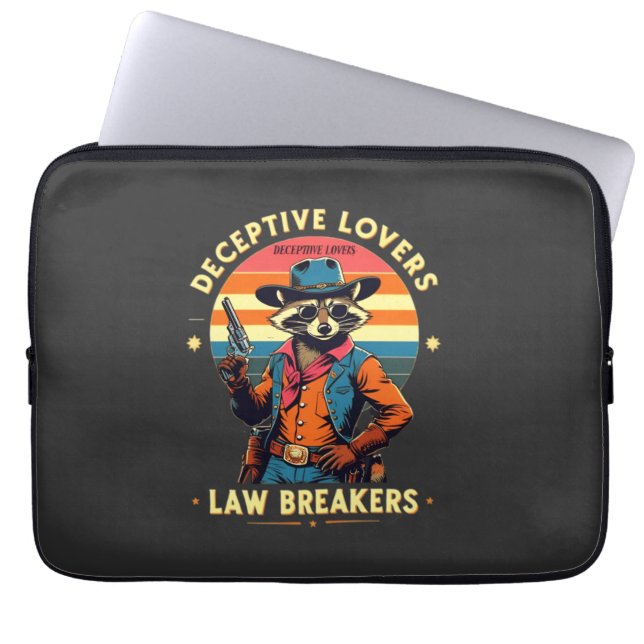 🐾 "Deceptive Lovers, Law Breakers" – Racoon 🔥🤠 Laptop Sleeve (Front)