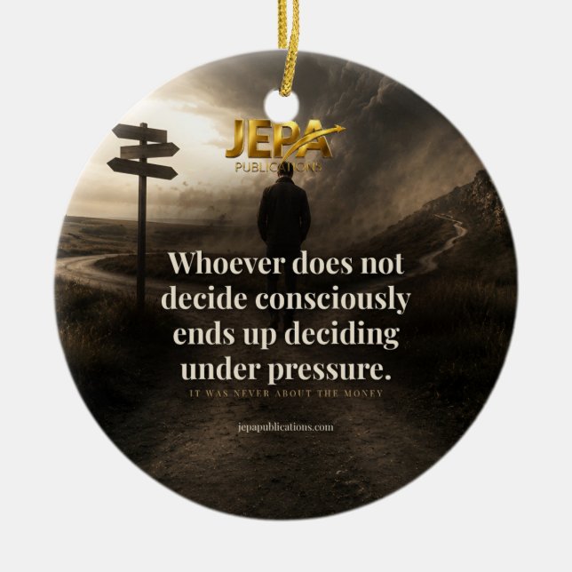 Decide Consciously Book Quote Ceramic Tree Decoration (Front)