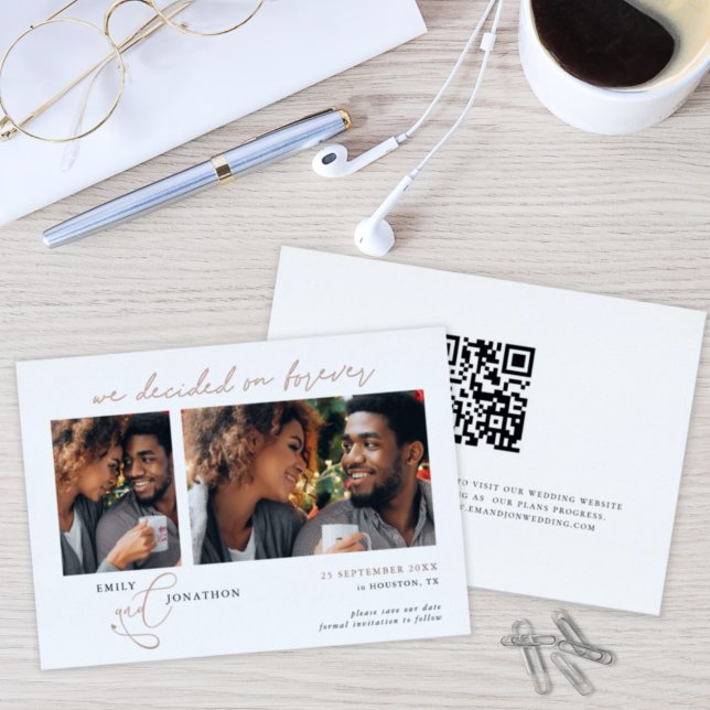 Decided Forever QR Rose Gold Real Foil Save Date (Creator Uploaded)