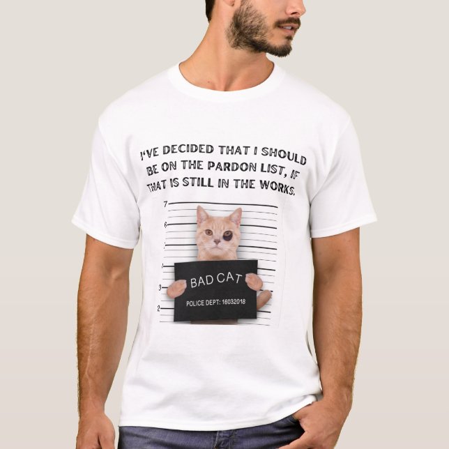 Decided Pardon List Funny Political Criminal Cat  T-Shirt (Front)