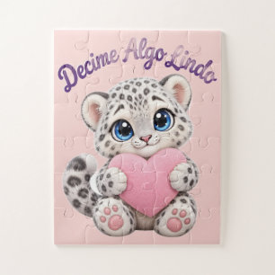 Decime Algo Lindo Cute Baby Snow Leopard Pink Body Jigsaw Puzzle