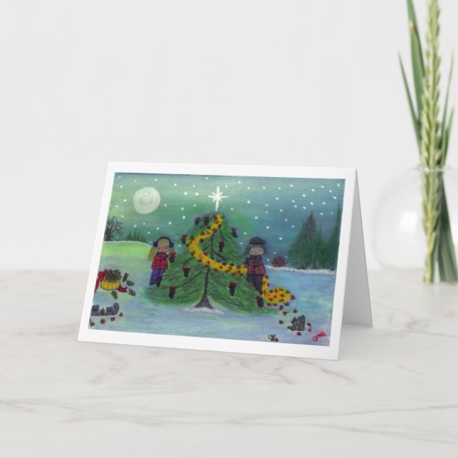 "Dec'ing the Tree - Nature's Way!" Holiday Card (Front)