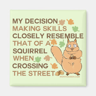 Decision Making Skills Squirrel Humour Magnet