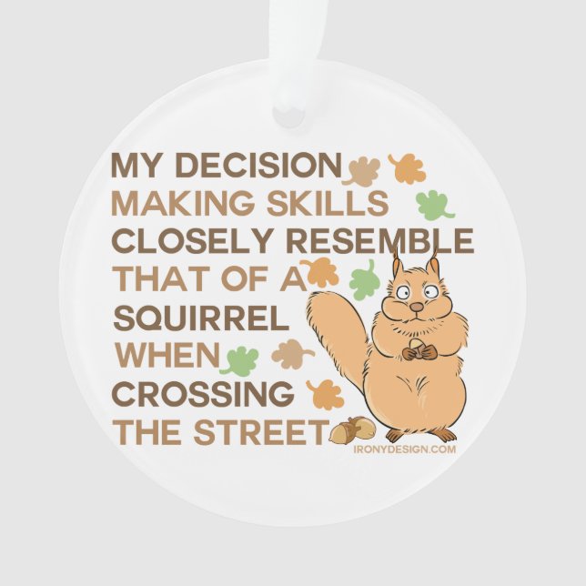 Decision Making Skills Squirrel Humour Ornament (Front)