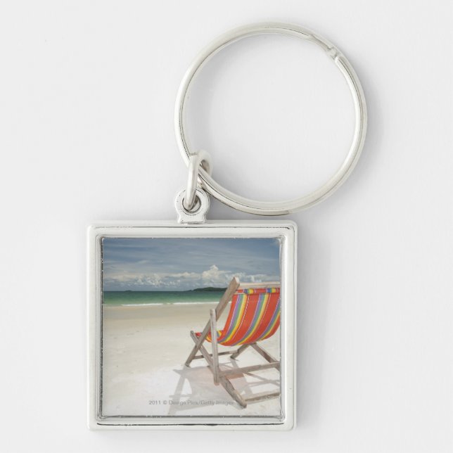 Deck Chair On The White Sand Of Samui Beach Key Ring (Front)