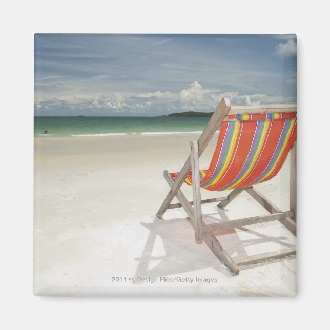 Deck Chair On The White Sand Of Samui Beach Magnet (Front)