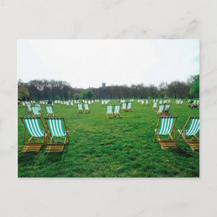 Deck Chairs Spread Out In Green Park, London Postcard