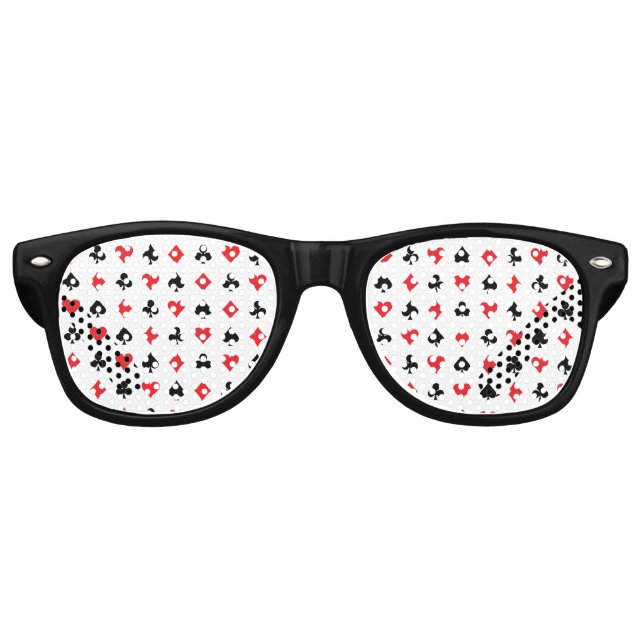 Deck of Cards Black Red Spades Diamonds Hearts Retro Sunglasses (Front)
