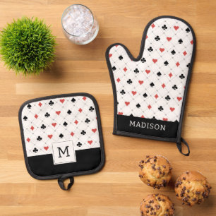Deck of Cards Pattern Oven Mitt & Pot Holder Set