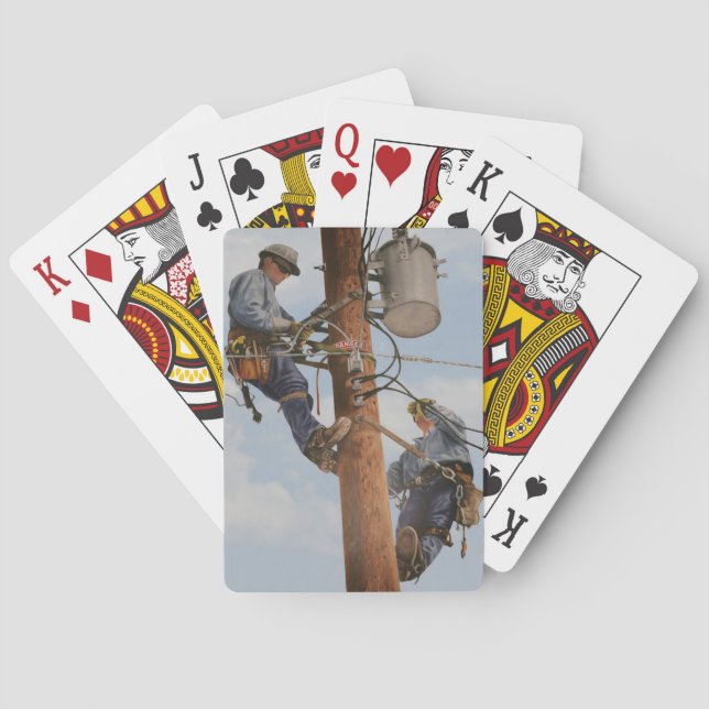 deck of cards with airbrushed lineman print (Back)