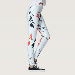 "Deck of Destiny: Layered Aces in a Poker Shuffle" Leggings