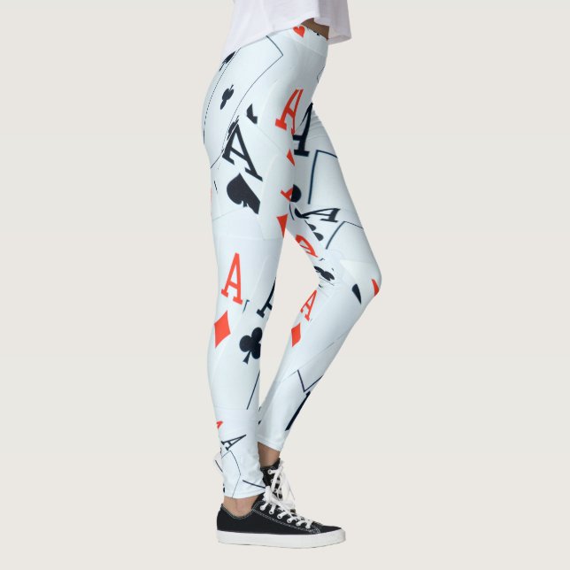 "Deck of Destiny: Layered Aces in a Poker Shuffle" Leggings (Right)