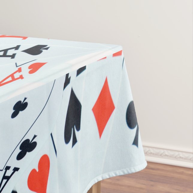"Deck of Destiny: Layered Aces in a Poker Shuffle" Tablecloth (In Situ)