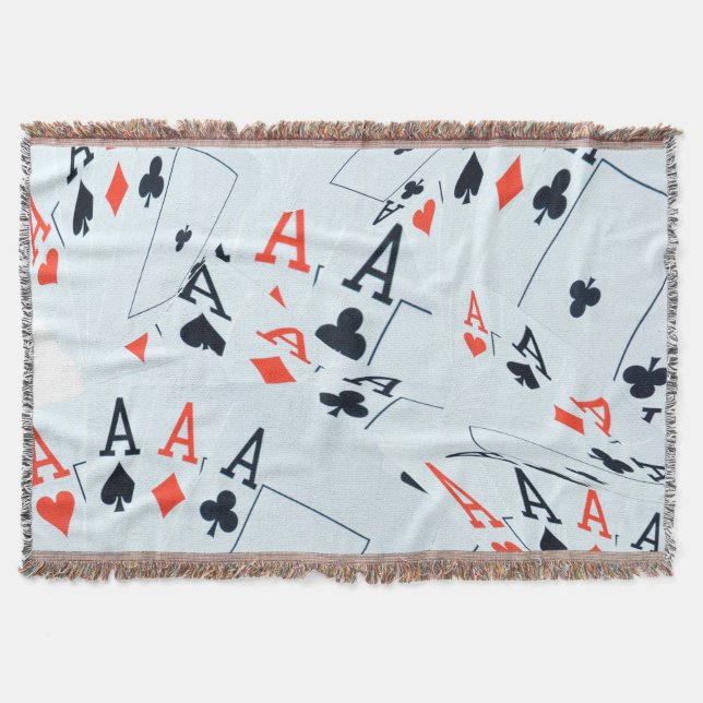 "Deck of Destiny: Layered Aces in a Poker Shuffle" Throw Blanket (Front)