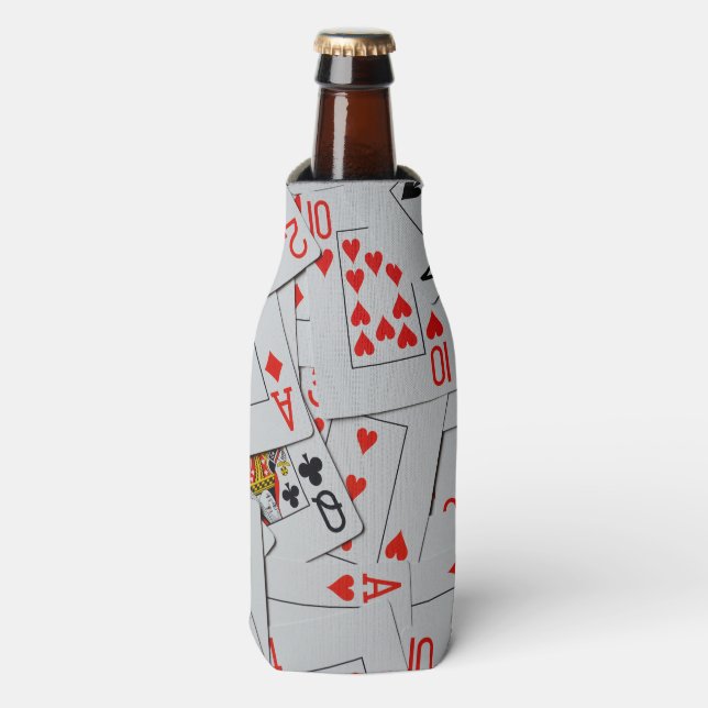 Deck Of Scattered Playing Cards Pattern, Bottle Cooler (Bottle Front)