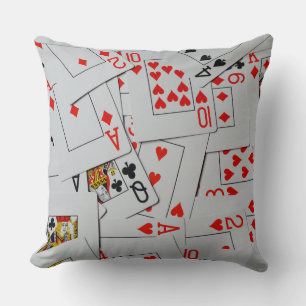 Deck Of Scattered Playing Cards Pattern, Cushion
