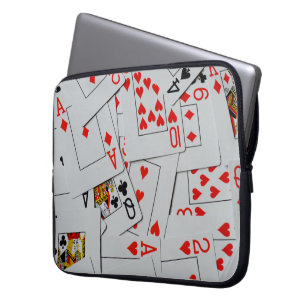 Deck Of Scattered Playing Cards Pattern, Laptop Sleeve