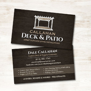 Deck & Patio Contractor Rustic Wood Business Card