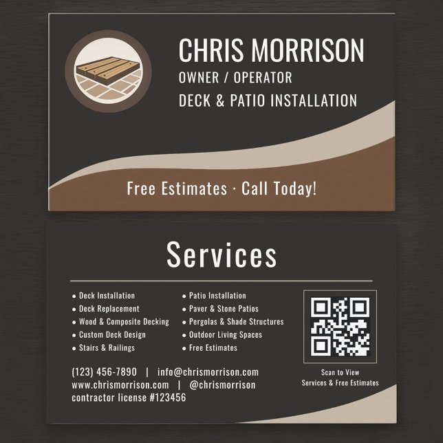 Deck & Patio Installation QR Code Business Card (Creator Uploaded)